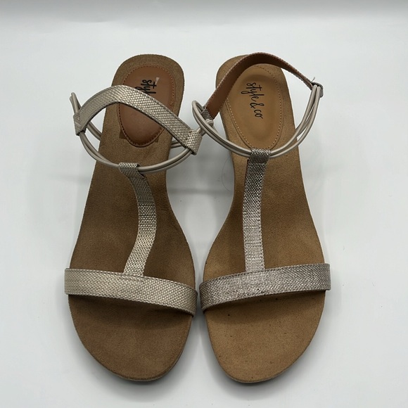 STYLE & CO Womens Beige Slip Resistant Mulan Wedge Slip On Slingback Sandal - Picture 3 of 6